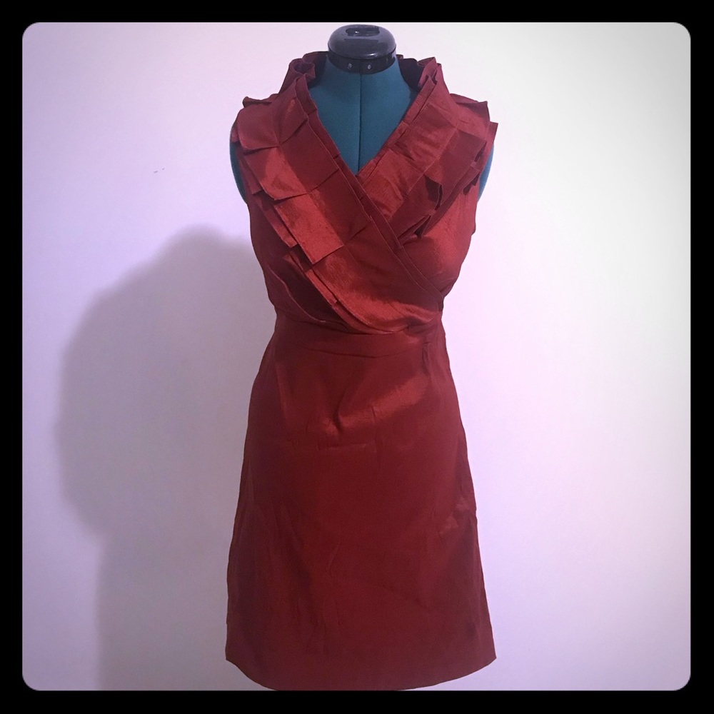 NWOT Dark red/crimson dress with ruffled collar